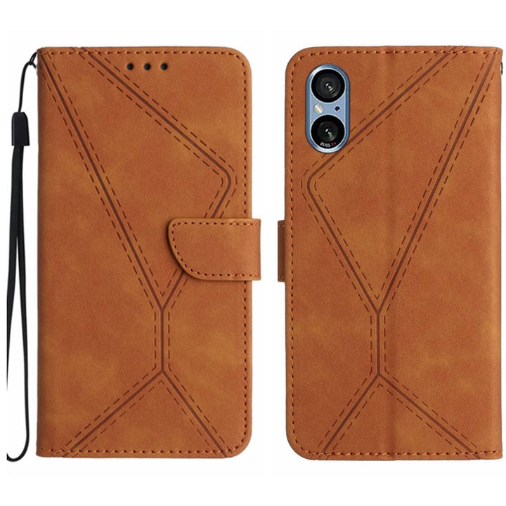 Stitching Embossed Leather Phone Case, For Sony Xperia 5 V, For Sony Xperia 10 III, For Sony Xperia 10 IV, For Sony Xperia 10 V