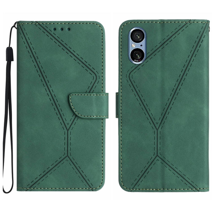 Stitching Embossed Leather Phone Case, For Sony Xperia 5 V, For Sony Xperia 10 III, For Sony Xperia 10 IV, For Sony Xperia 10 V