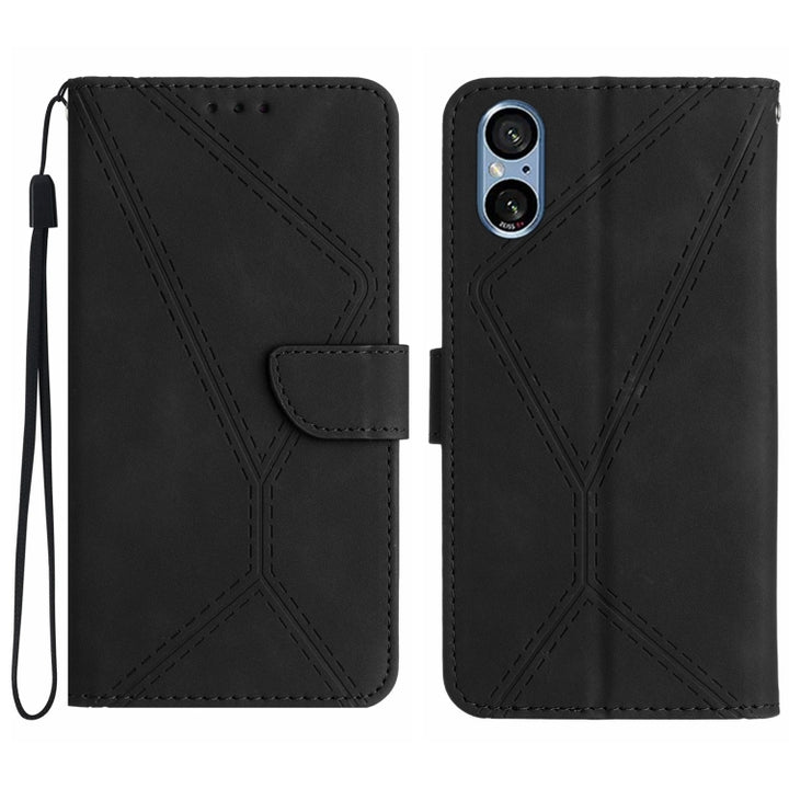 Stitching Embossed Leather Phone Case, For Sony Xperia 5 V, For Sony Xperia 10 III, For Sony Xperia 10 IV, For Sony Xperia 10 V