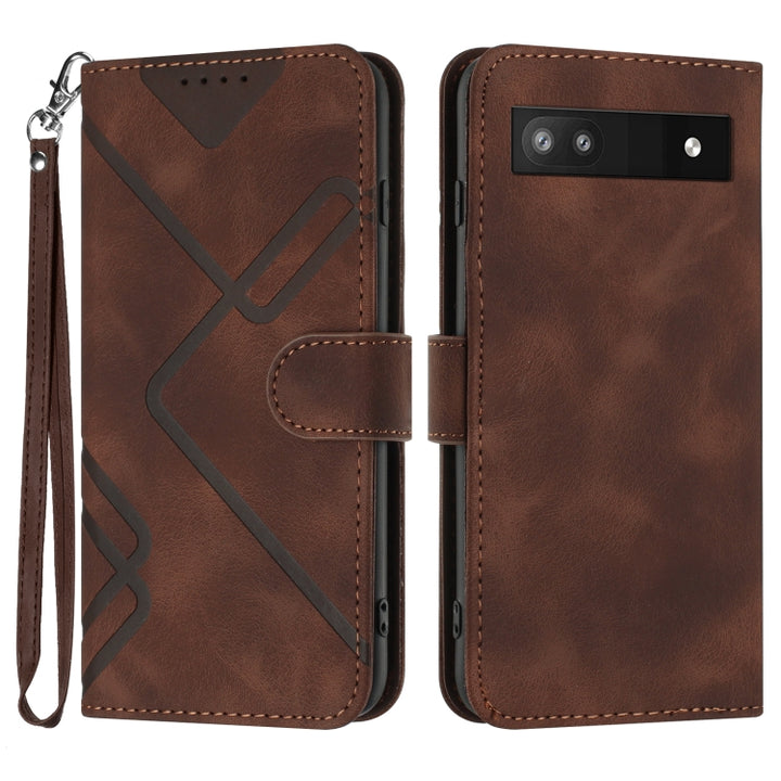 Line Pattern Skin Feel Leather Phone Case, For Google Pixel 7 5G, For Google Pixel 6a