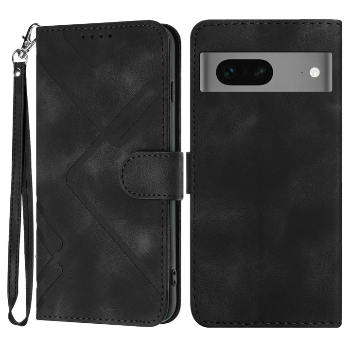 Line Pattern Skin Feel Leather Phone Case, For Google Pixel 7 5G, For Google Pixel 6a