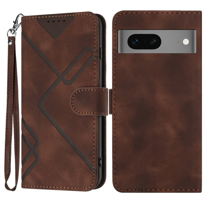 Line Pattern Skin Feel Leather Phone Case, For Google Pixel 7 5G, For Google Pixel 6a