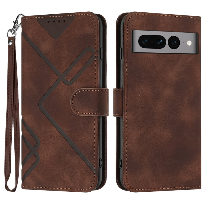 Line Pattern Skin Feel Leather Phone Case, For Google Pixel 9a, For Google Pixel 9 Pro, For Google Pixel 9, For Google Pixel 8a, For Google Pixel 7 Pro 5G