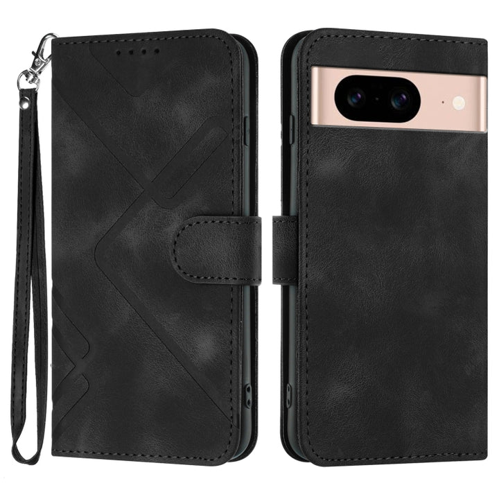 Line Pattern Skin Feel Leather Phone Case, For Google Pixel 9a, For Google Pixel 9 Pro, For Google Pixel 9, For Google Pixel 8a, For Google Pixel 7 Pro 5G