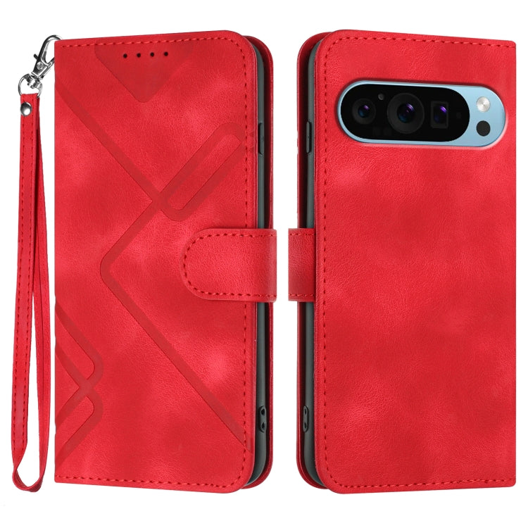 Line Pattern Skin Feel Leather Phone Case, For Google Pixel 9a, For Google Pixel 9 Pro, For Google Pixel 9, For Google Pixel 8a, For Google Pixel 7 Pro 5G