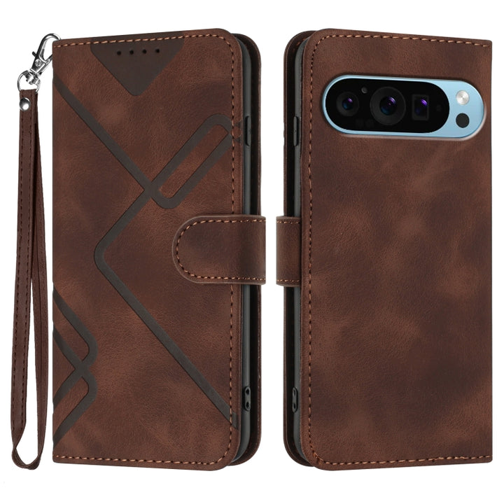 Line Pattern Skin Feel Leather Phone Case, For Google Pixel 9a, For Google Pixel 9 Pro, For Google Pixel 9, For Google Pixel 8a, For Google Pixel 7 Pro 5G