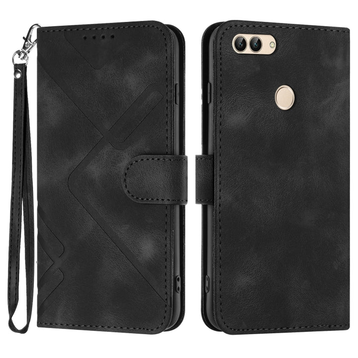 Line Pattern Skin Feel Leather Phone Case, For Huawei P20 Pro, For Huawei P20 lite, For Huawei P smart 2018/Enjoy 7S, For Huawei Mate 10 Lite/Maimang 6, For Huawei Mate 10 Pro