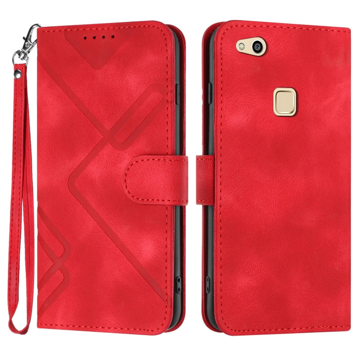 Line Pattern Skin Feel Leather Phone Case, For Huawei P10 Lite