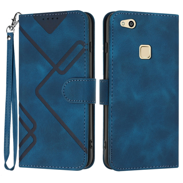 Line Pattern Skin Feel Leather Phone Case, For Huawei P10 Lite