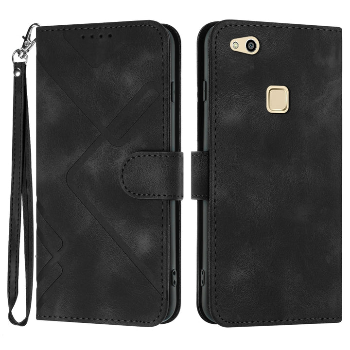 Line Pattern Skin Feel Leather Phone Case, For Huawei P10 Lite