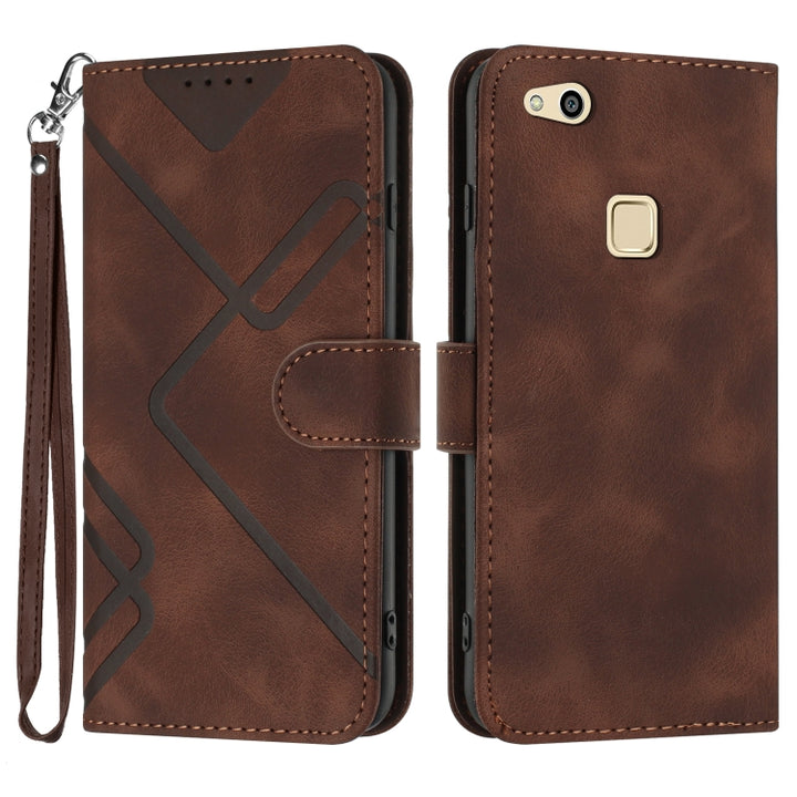 Line Pattern Skin Feel Leather Phone Case, For Huawei P10 Lite