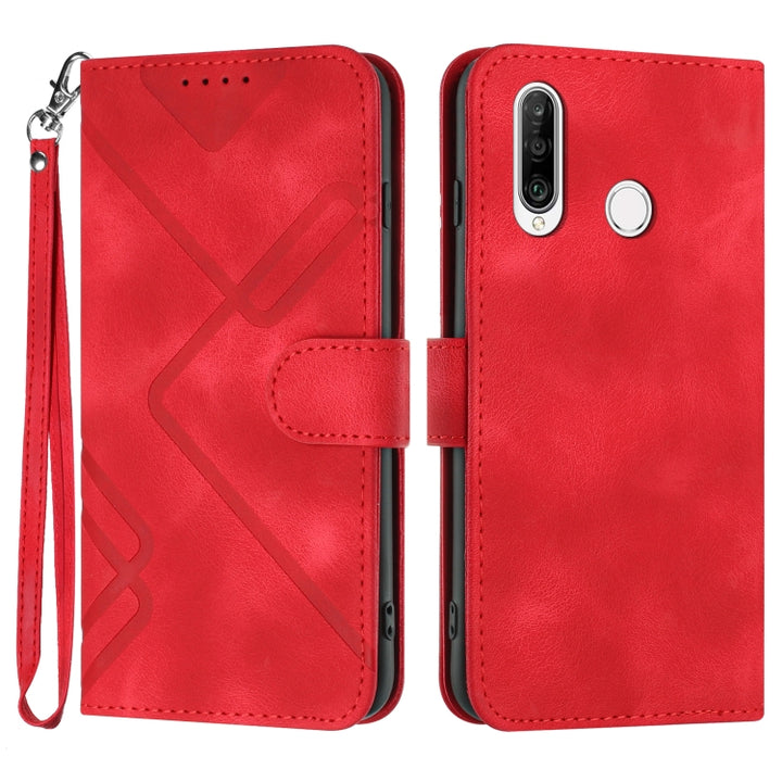 Line Pattern Skin Feel Leather Phone Case, For Huawei P30 lite/nova 4e, For Huawei P30 Pro, For Huawei P smart 2019/nova lite 3, For Huawei Mate 20 Pro, For Huawei Mate 20 lite/Maimang 7