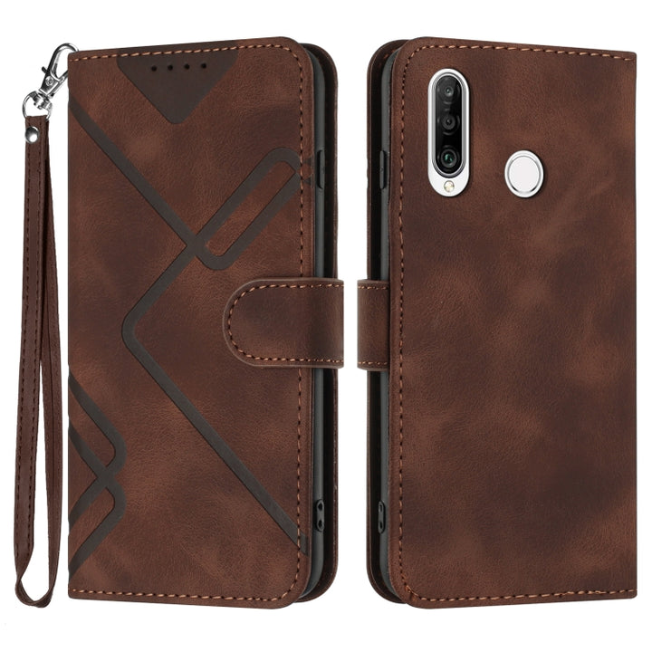 Line Pattern Skin Feel Leather Phone Case, For Huawei P30 lite/nova 4e, For Huawei P30 Pro, For Huawei P smart 2019/nova lite 3, For Huawei Mate 20 Pro, For Huawei Mate 20 lite/Maimang 7