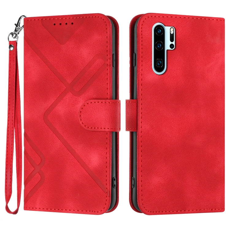 Line Pattern Skin Feel Leather Phone Case, For Huawei P30 lite/nova 4e, For Huawei P30 Pro, For Huawei P smart 2019/nova lite 3, For Huawei Mate 20 Pro, For Huawei Mate 20 lite/Maimang 7