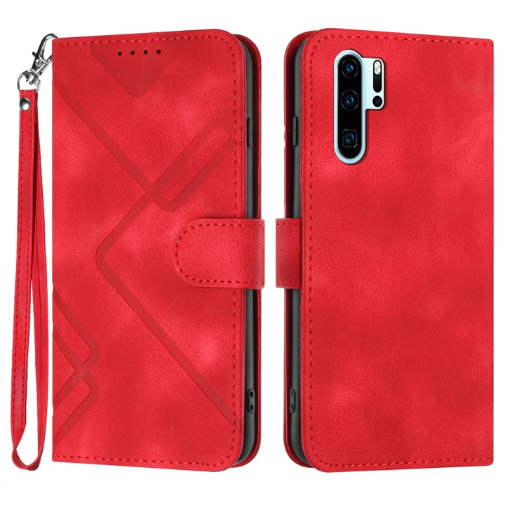 Line Pattern Skin Feel Leather Phone Case, For Huawei P30 lite/nova 4e, For Huawei P30 Pro, For Huawei P smart 2019/nova lite 3, For Huawei Mate 20 Pro, For Huawei Mate 20 lite/Maimang 7