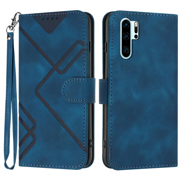 Line Pattern Skin Feel Leather Phone Case, For Huawei P30 lite/nova 4e, For Huawei P30 Pro, For Huawei P smart 2019/nova lite 3, For Huawei Mate 20 Pro, For Huawei Mate 20 lite/Maimang 7