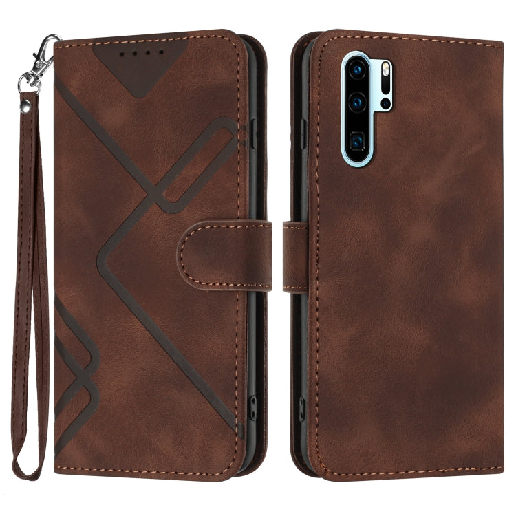 Line Pattern Skin Feel Leather Phone Case, For Huawei P30 lite/nova 4e, For Huawei P30 Pro, For Huawei P smart 2019/nova lite 3, For Huawei Mate 20 Pro, For Huawei Mate 20 lite/Maimang 7