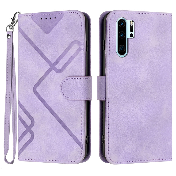 Line Pattern Skin Feel Leather Phone Case, For Huawei P30 lite/nova 4e, For Huawei P30 Pro, For Huawei P smart 2019/nova lite 3, For Huawei Mate 20 Pro, For Huawei Mate 20 lite/Maimang 7