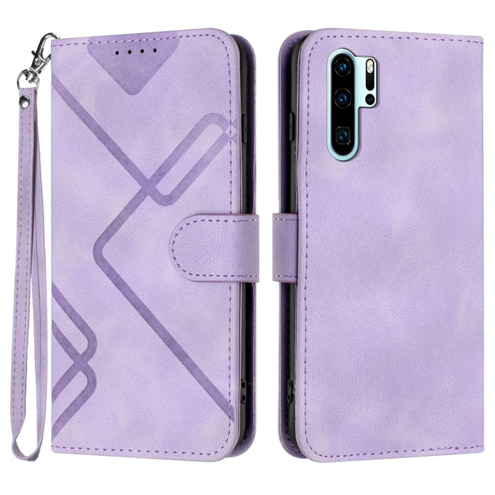 Line Pattern Skin Feel Leather Phone Case, For Huawei P30 lite/nova 4e, For Huawei P30 Pro, For Huawei P smart 2019/nova lite 3, For Huawei Mate 20 Pro, For Huawei Mate 20 lite/Maimang 7