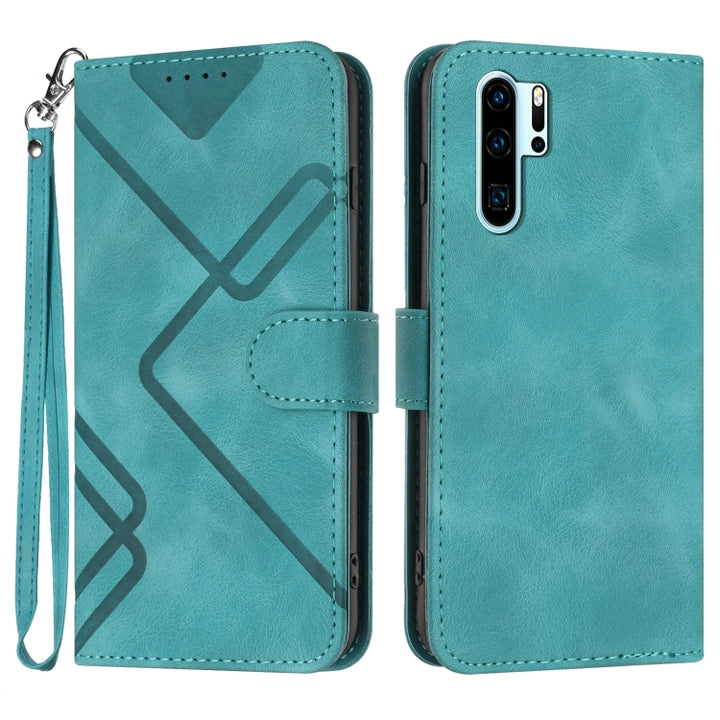 Line Pattern Skin Feel Leather Phone Case, For Huawei P30 lite/nova 4e, For Huawei P30 Pro, For Huawei P smart 2019/nova lite 3, For Huawei Mate 20 Pro, For Huawei Mate 20 lite/Maimang 7