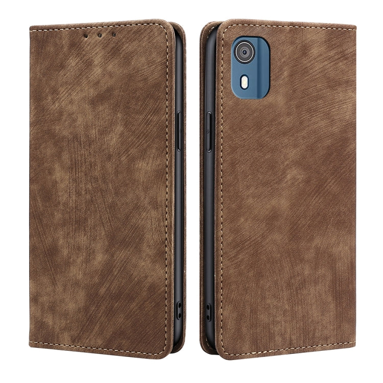 RFID Anti-theft Brush Magnetic Leather Phone Case, For Nokia C02 TA-1522, For Nokia G42 5G, For Nokia G11 Plus, For Nokia C300 4G US Edition, For Nokia C110 4G