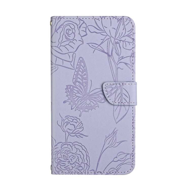 HT03 Skin Feel Butterfly Embossed Flip Leather Phone Case, For Huawei P60 Pro