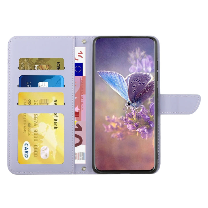 HT03 Skin Feel Butterfly Embossed Flip Leather Phone Case, For Huawei P60 Pro