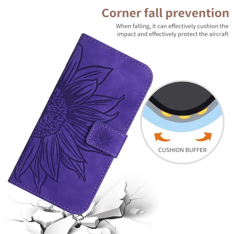 Skin Feel Sun Flower Embossed Flip Leather Phone Case with Lanyard, For Huawei P60 Pro