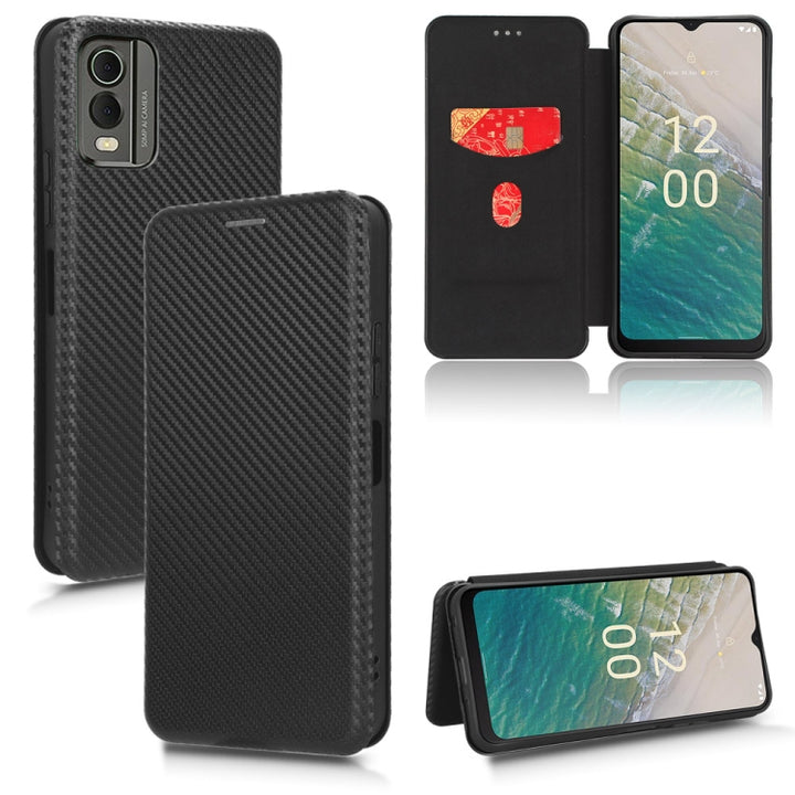 Carbon Fiber Texture Flip Leather Phone Case, For Nokia C32, For Nokia C12 / C12 Pro / C12 Plus, For Nokia C02