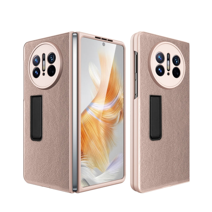 Litchi Texture Integrated Shockproof Phone Case with Holder, For Huawei Mate X3