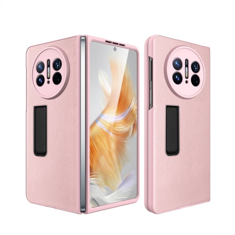 Litchi Texture Integrated Shockproof Phone Case with Holder, For Huawei Mate X3