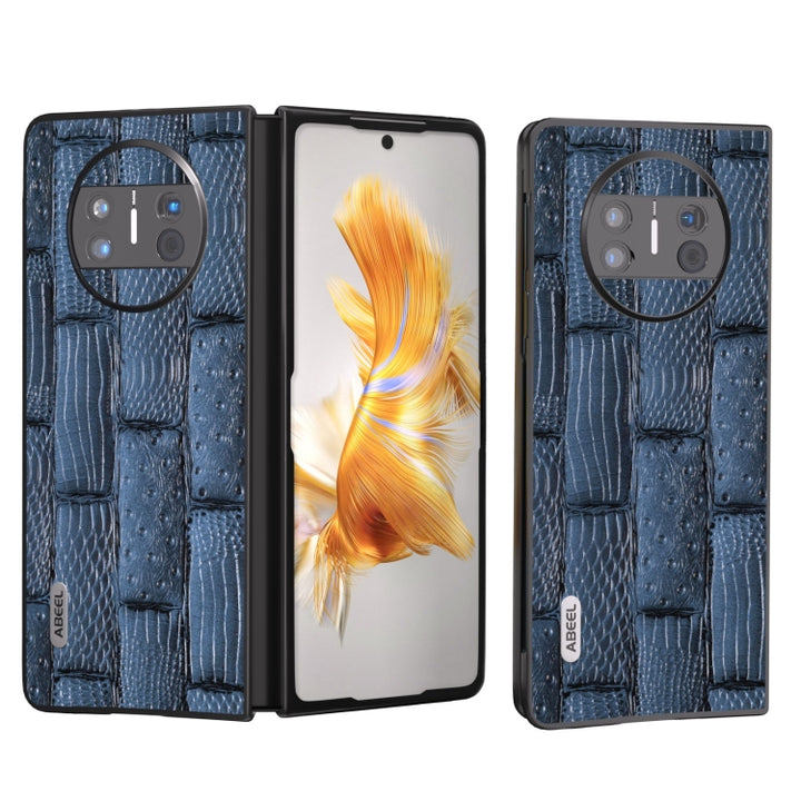 ABEEL Genuine Leather Mahjong Texture Series Phone Case, For Huawei Mate X3, For Huawei Mate 60