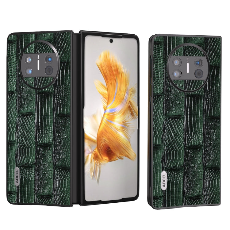 ABEEL Genuine Leather Mahjong Texture Series Phone Case, For Huawei Mate X3, For Huawei Mate 60