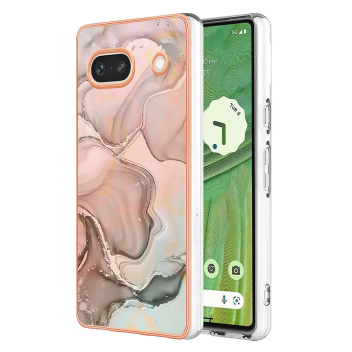 Electroplating Marble Dual-side IMD Phone Case, For Google Pixel 7a