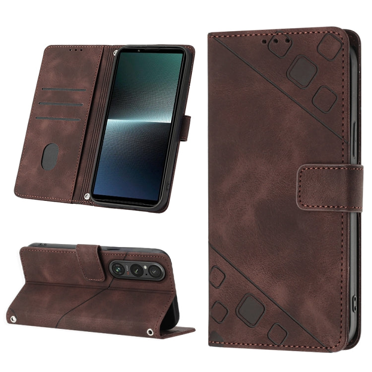 Skin-feel Embossed Leather Phone Case, For Sony Xperia 10 VI, For Sony Xperia 1 VI, For Sony Xperia 5 VI, For Sony Xperia 5 V, For Sony Xperia 1 V