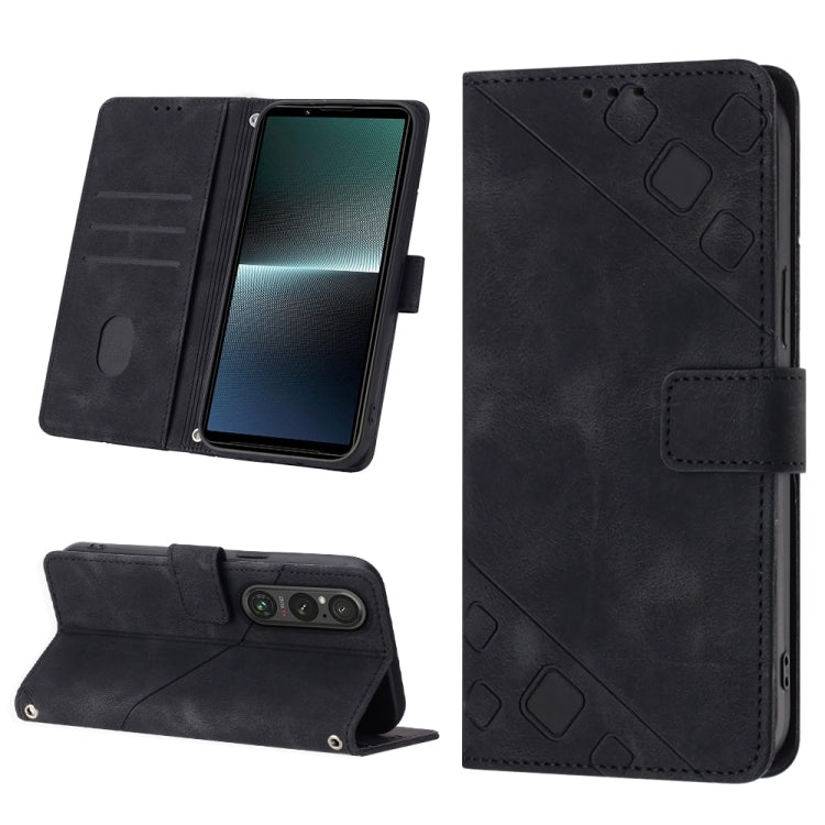 Skin-feel Embossed Leather Phone Case, For Sony Xperia 10 VI, For Sony Xperia 1 VI, For Sony Xperia 5 VI, For Sony Xperia 5 V, For Sony Xperia 1 V