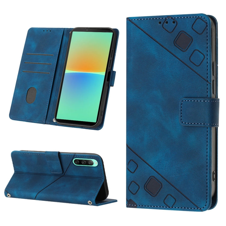 Skin-feel Embossed Leather Phone Case, For Sony Xperia 10 V, For Sony Xperia 10 IV