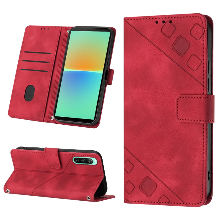 Skin-feel Embossed Leather Phone Case, For Sony Xperia 10 V, For Sony Xperia 10 IV