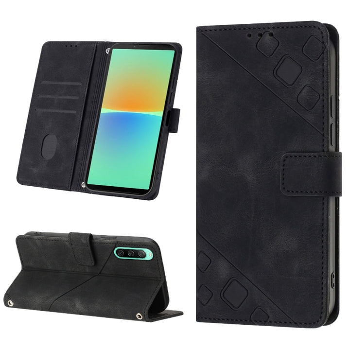 Skin-feel Embossed Leather Phone Case, For Sony Xperia 10 V, For Sony Xperia 10 IV