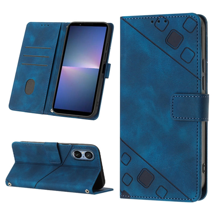 Skin-feel Embossed Leather Phone Case, For Sony Xperia 10 VI, For Sony Xperia 1 VI, For Sony Xperia 5 VI, For Sony Xperia 5 V, For Sony Xperia 1 V