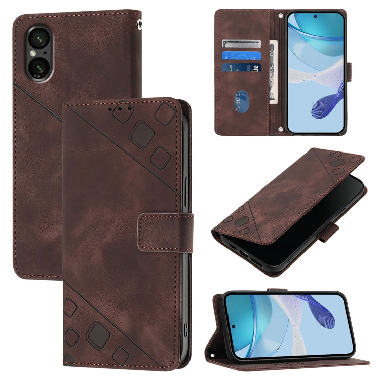 Skin-feel Embossed Leather Phone Case, For Sony Xperia 10 VI, For Sony Xperia 1 VI, For Sony Xperia 5 VI, For Sony Xperia 5 V, For Sony Xperia 1 V