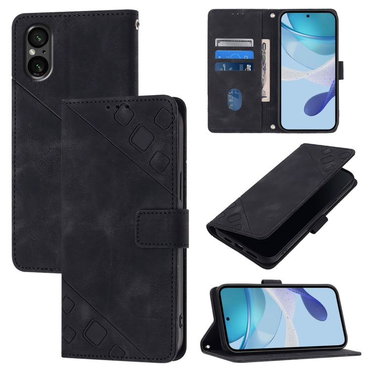 Skin-feel Embossed Leather Phone Case, For Sony Xperia 10 VI, For Sony Xperia 1 VI, For Sony Xperia 5 VI, For Sony Xperia 5 V, For Sony Xperia 1 V