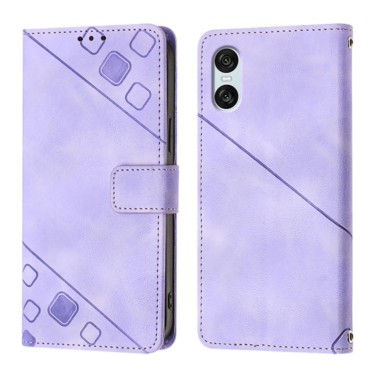 Skin-feel Embossed Leather Phone Case, For Sony Xperia 10 VI, For Sony Xperia 1 VI, For Sony Xperia 5 VI, For Sony Xperia 5 V, For Sony Xperia 1 V