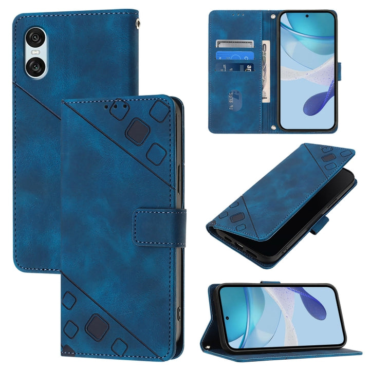 Skin-feel Embossed Leather Phone Case, For Sony Xperia 10 VI, For Sony Xperia 1 VI, For Sony Xperia 5 VI, For Sony Xperia 5 V, For Sony Xperia 1 V