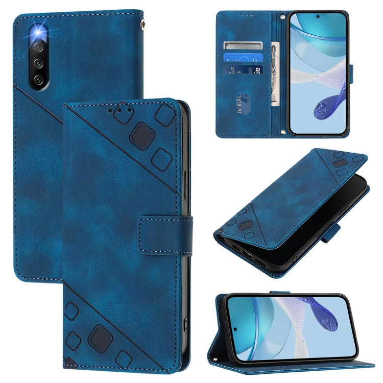 Skin-feel Embossed Leather Phone Case, For Sony Xperia 10 V, For Sony Xperia 10 IV