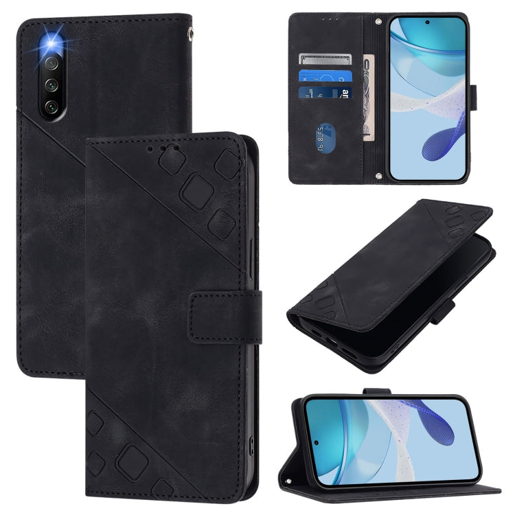 Skin-feel Embossed Leather Phone Case, For Sony Xperia 10 V, For Sony Xperia 10 IV