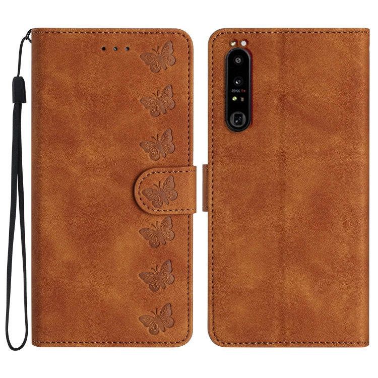 Seven Butterflies Embossed Leather Phone Case, For Sony Xperia 10 VI, For Sony Xperia 1 VI, For Sony Xperia 1 V 2023, For Sony Xperia 10 V 2023, For Sony Xperia 1 IV