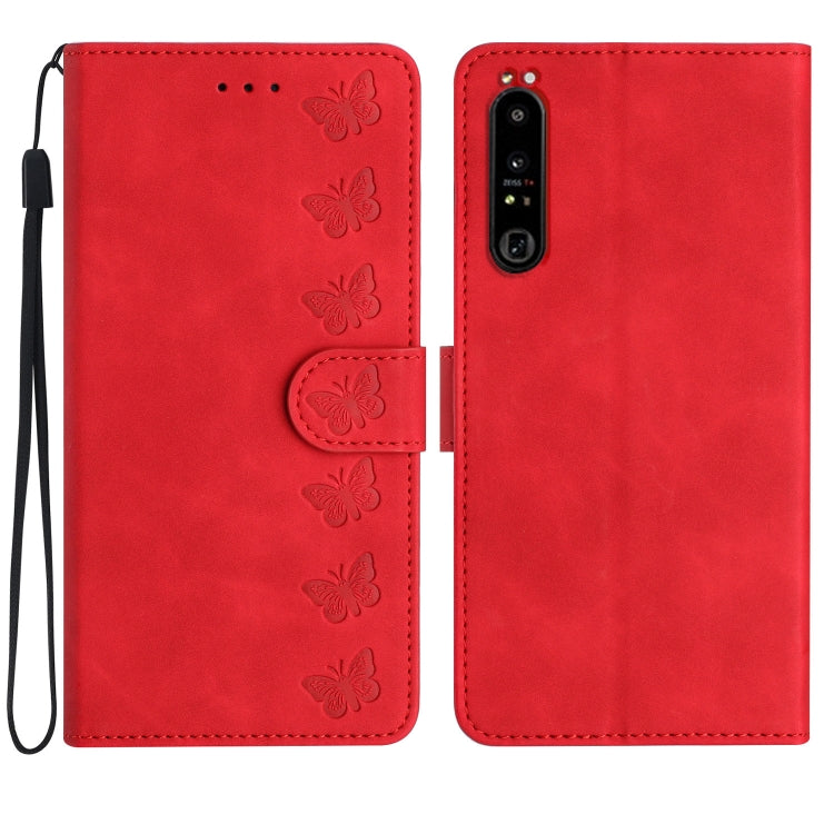 Seven Butterflies Embossed Leather Phone Case, For Sony Xperia 10 VI, For Sony Xperia 1 VI, For Sony Xperia 1 V 2023, For Sony Xperia 10 V 2023, For Sony Xperia 1 IV