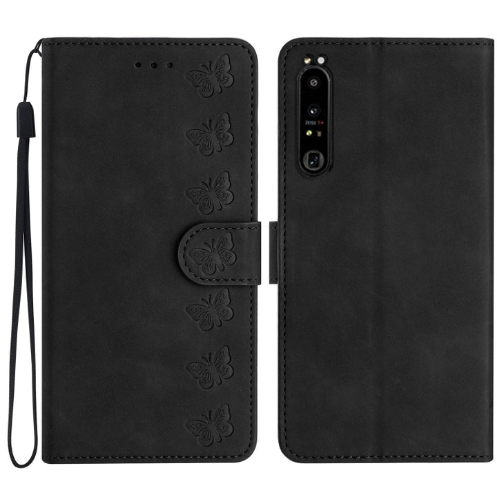 Seven Butterflies Embossed Leather Phone Case, For Sony Xperia 10 VI, For Sony Xperia 1 VI, For Sony Xperia 1 V 2023, For Sony Xperia 10 V 2023, For Sony Xperia 1 IV