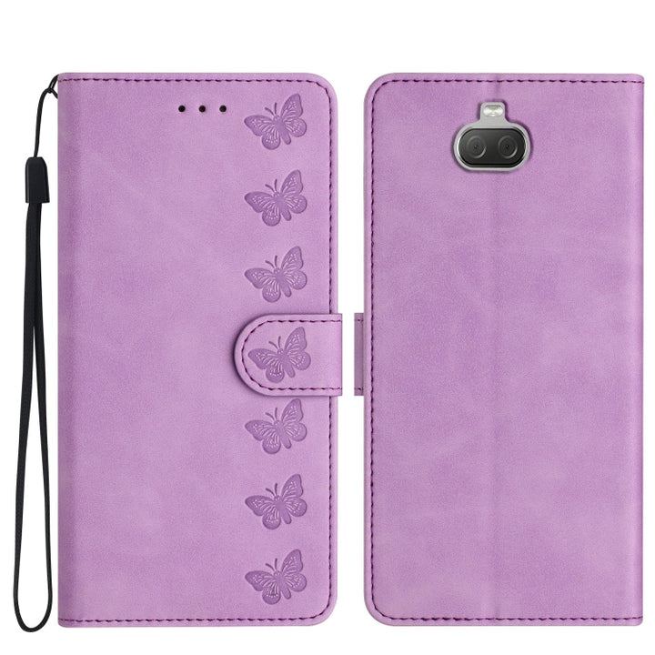 Seven Butterflies Embossed Leather Phone Case, For Sony Xperia L4, For Sony Xperia 5, For Sony Xperia L3, For Sony Xperia 10